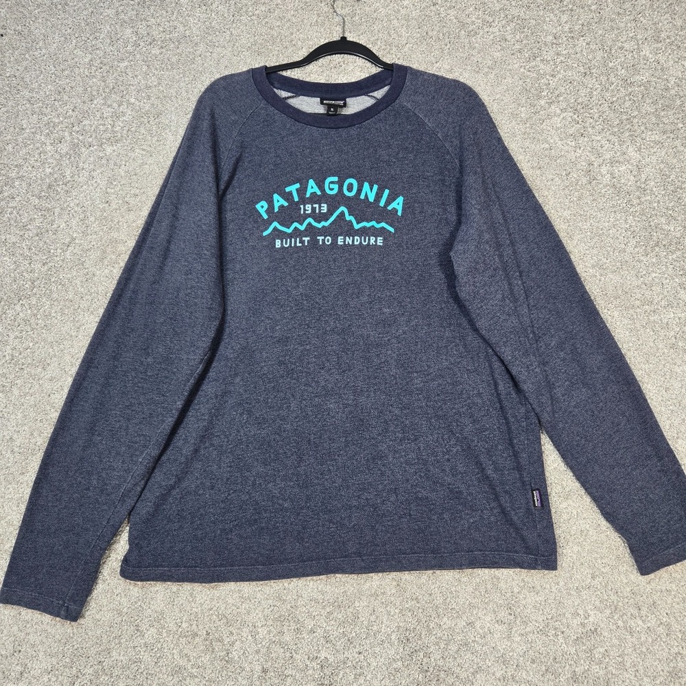 Patagonia graphic Shirt Mens XL Built To Endure Raglan Organic Cotton Blend